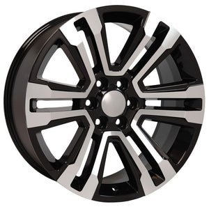 OE Wheels CV44 22x9 6x139.7 24et Gloss Black Machined Wheel