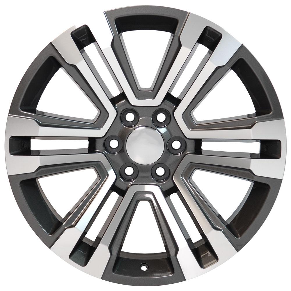 OE Wheels CV44 22x9 6x139.7 24et Gloss Gunmetal Machined Wheel