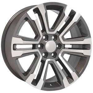 OE Wheels CV44 22x9 6x139.7 24et Gloss Gunmetal Machined Wheel