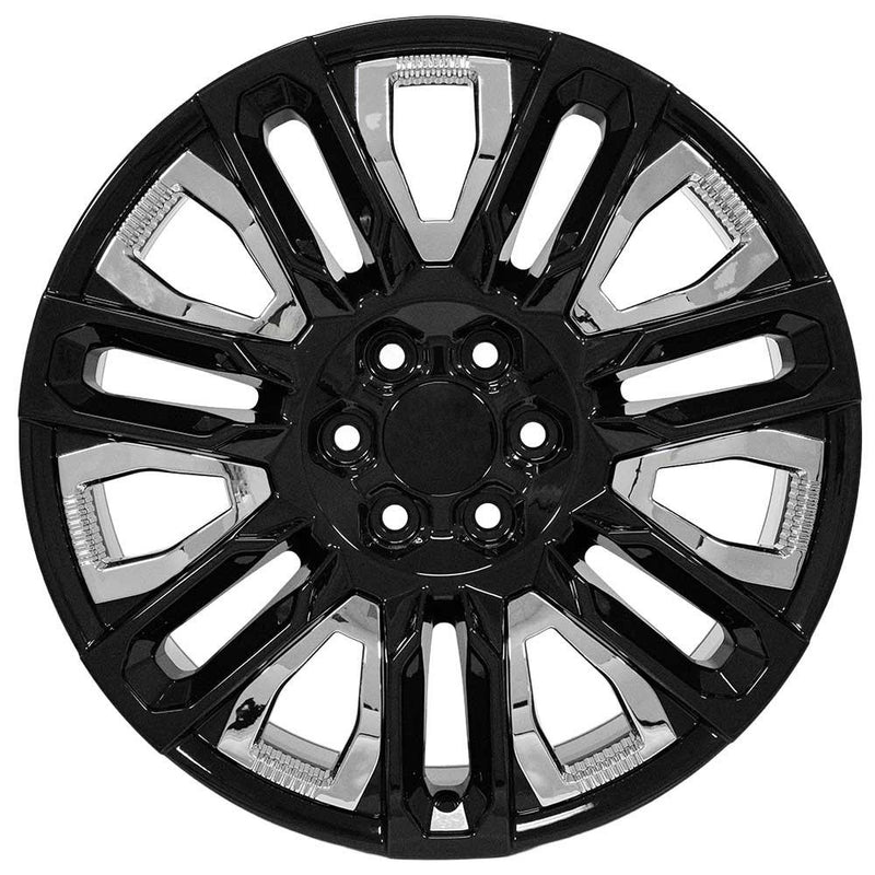 OE Wheels CV57 22x9 6x139.7 28et Gloss Black with Chrome Insert Wheel
