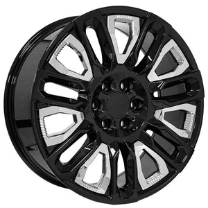 OE Wheels CV57 22x9 6x139.7 28et Gloss Black with Chrome Insert Wheel