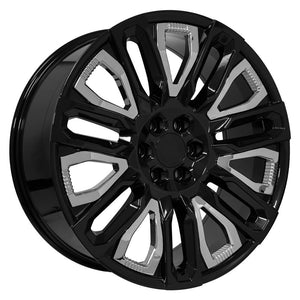 OE Wheels CV57 24x10 6x139.7 31et Gloss Black with Chrome Insert Wheel