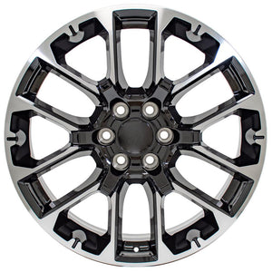 OE Wheels CV67 22x9 6x139.7 28et Gloss Black Machined Wheel