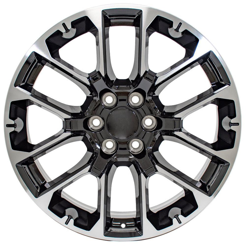 OE Wheels CV67 22x9 6x139.7 28et Gloss Black Machined Wheel