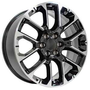 OE Wheels CV67 22x9 6x139.7 28et Gloss Black Machined Wheel