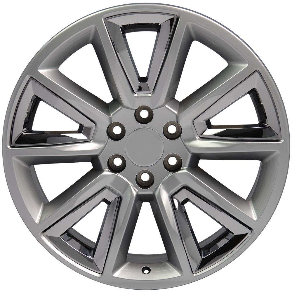 OE Wheels CV73 20x8.5 6x139.7 24et Gloss Hyper Black with Chrome Insert Wheel