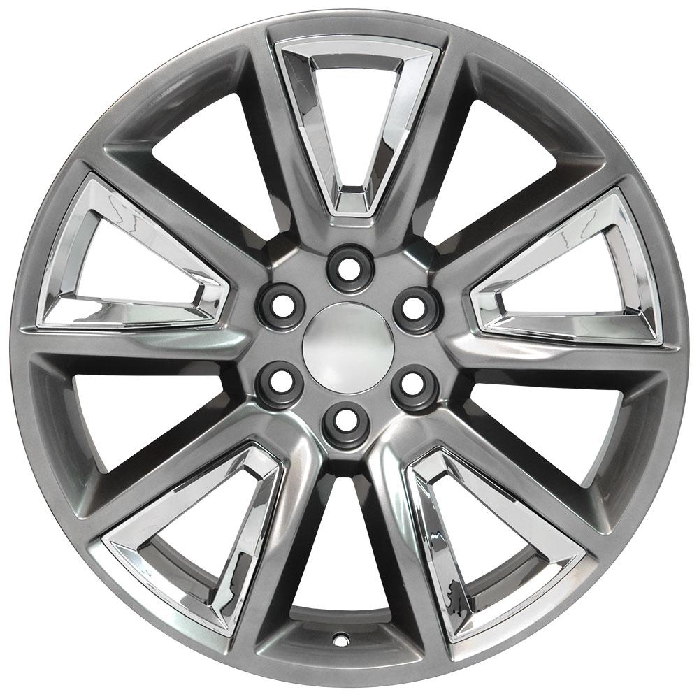 OE Wheels CV73B 22x9 6x139.7 24et Gloss Hyper Black with Chrome Insert Wheel