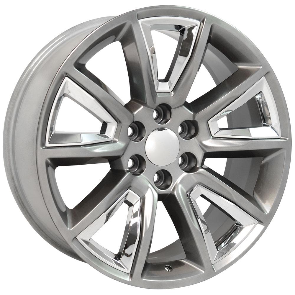 OE Wheels CV73B 22x9 6x139.7 24et Gloss Hyper Black with Chrome Insert Wheel