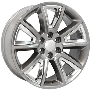 OE Wheels CV73B 22x9 6x139.7 24et Gloss Hyper Black with Chrome Insert Wheel