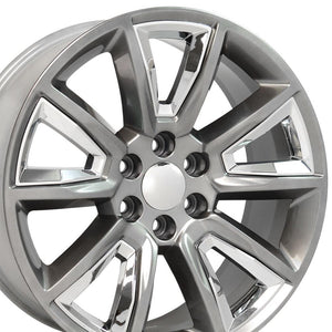 OE Wheels CV73B 22x9 6x139.7 24et Gloss Hyper Black with Chrome Insert Wheel