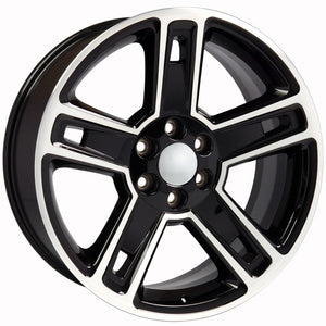 OE Wheels CV74B 22x9 6x139.7 24et Gloss Black Machined Wheel