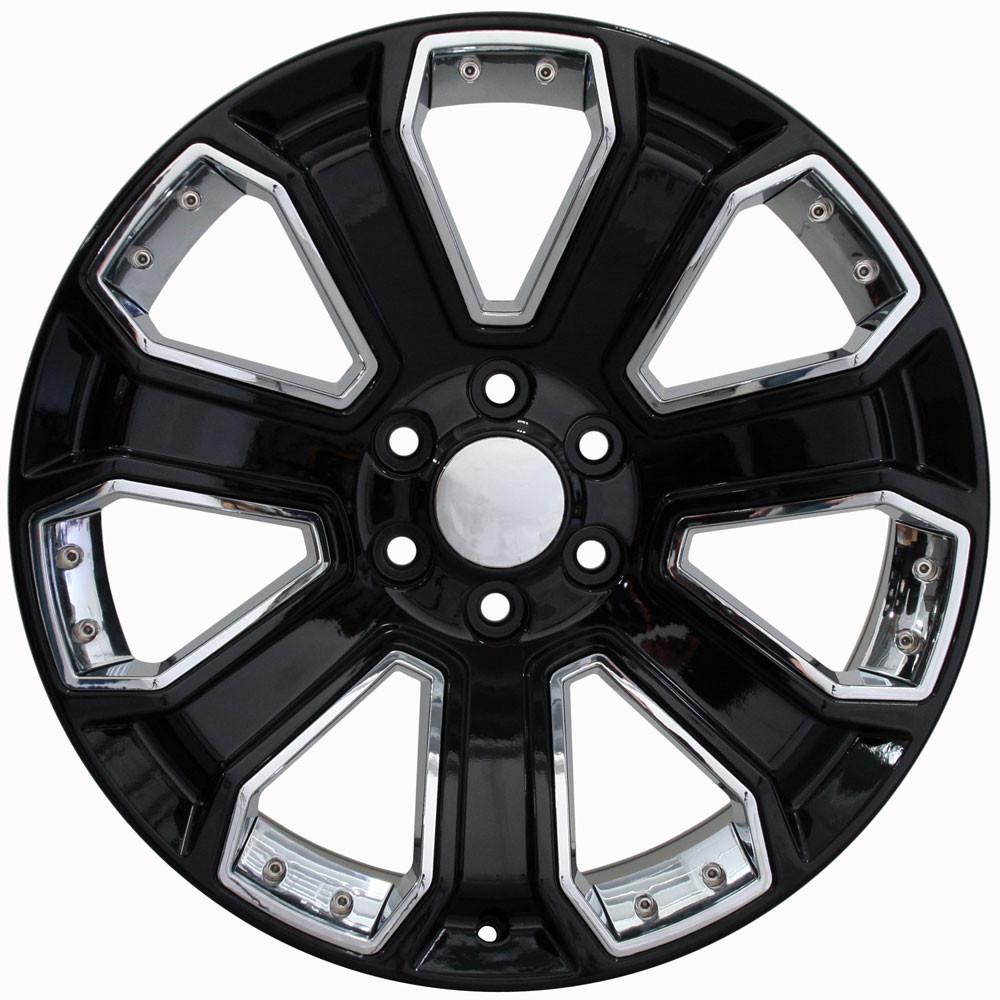 OE Wheels CV93B 22x9 6x139.7 24et Gloss Black with Chrome Insert Wheel