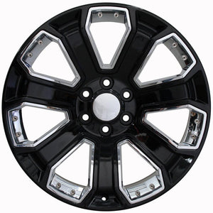 OE Wheels CV93B 22x9 6x139.7 24et Gloss Black with Chrome Insert Wheel