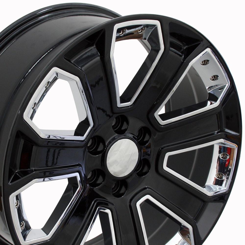 OE Wheels CV93B 22x9 6x139.7 24et Gloss Black with Chrome Insert Wheel