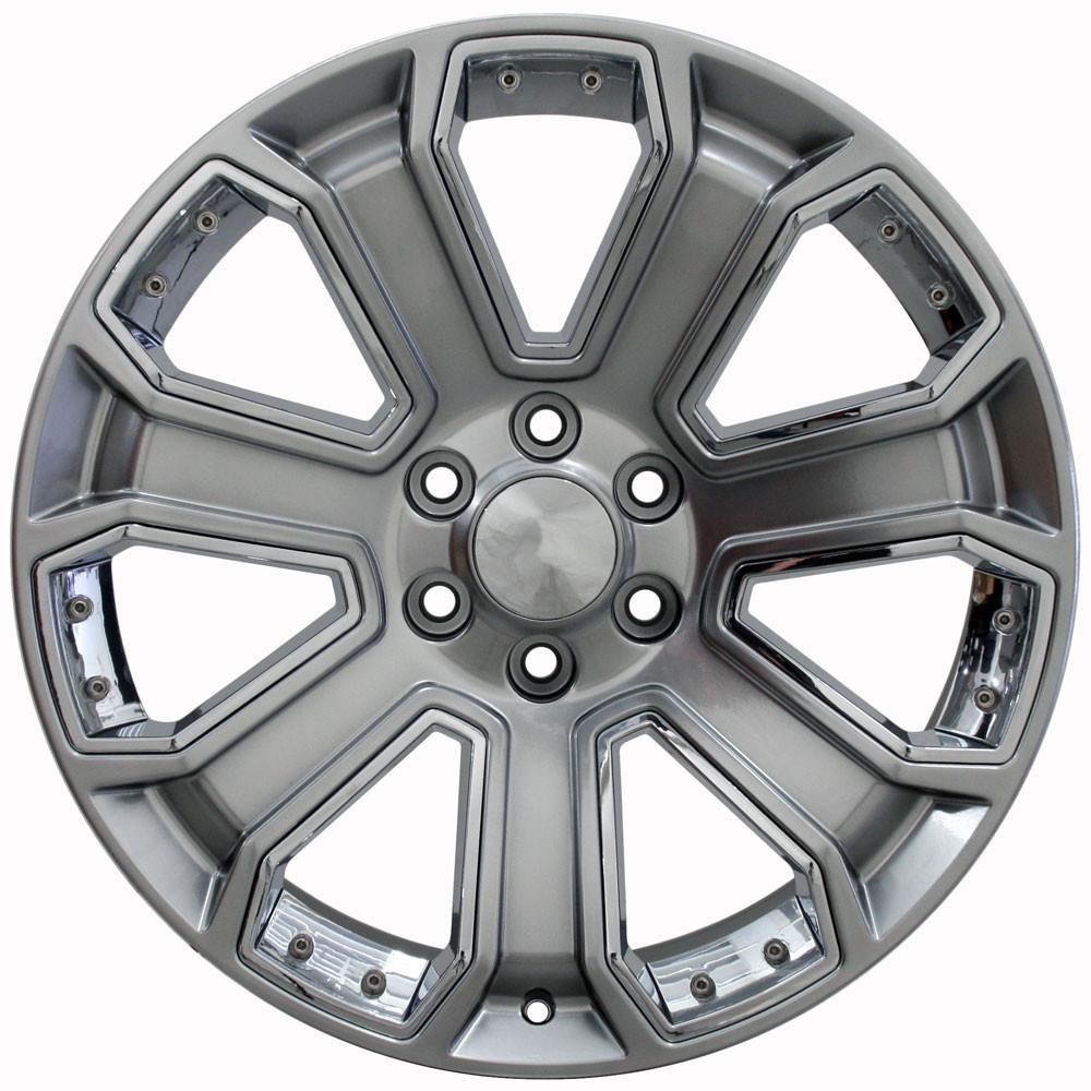 OE Wheels CV93B 22x9 6x139.7 31et Gloss Hyper Black with Chrome Insert Wheel