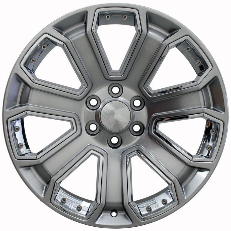 OE Wheels CV93B 22x9 6x139.7 31et Gloss Hyper Black with Chrome Insert Wheel