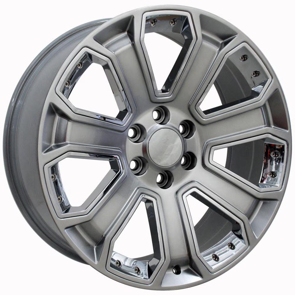 OE Wheels CV93B 22x9 6x139.7 31et Gloss Hyper Black with Chrome Insert Wheel