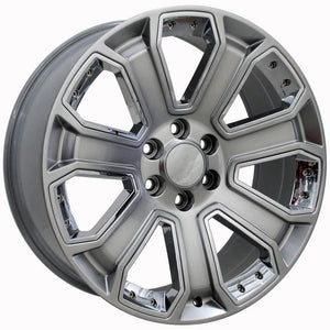 OE Wheels CV93B 22x9 6x139.7 31et Gloss Hyper Black with Chrome Insert Wheel