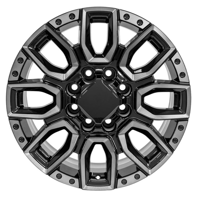 OE Wheels CV97A 20x8.5 8x165.1 12et Gloss Black with Milled Edge with Tinted Clear Wheel