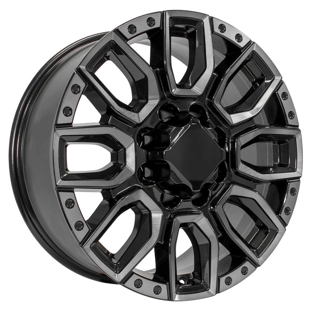 OE Wheels CV97A 20x8.5 8x165.1 12et Gloss Black with Milled Edge with Tinted Clear Wheel