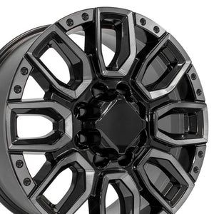 OE Wheels CV97A 20x8.5 8x165.1 12et Gloss Black with Milled Edge with Tinted Clear Wheel