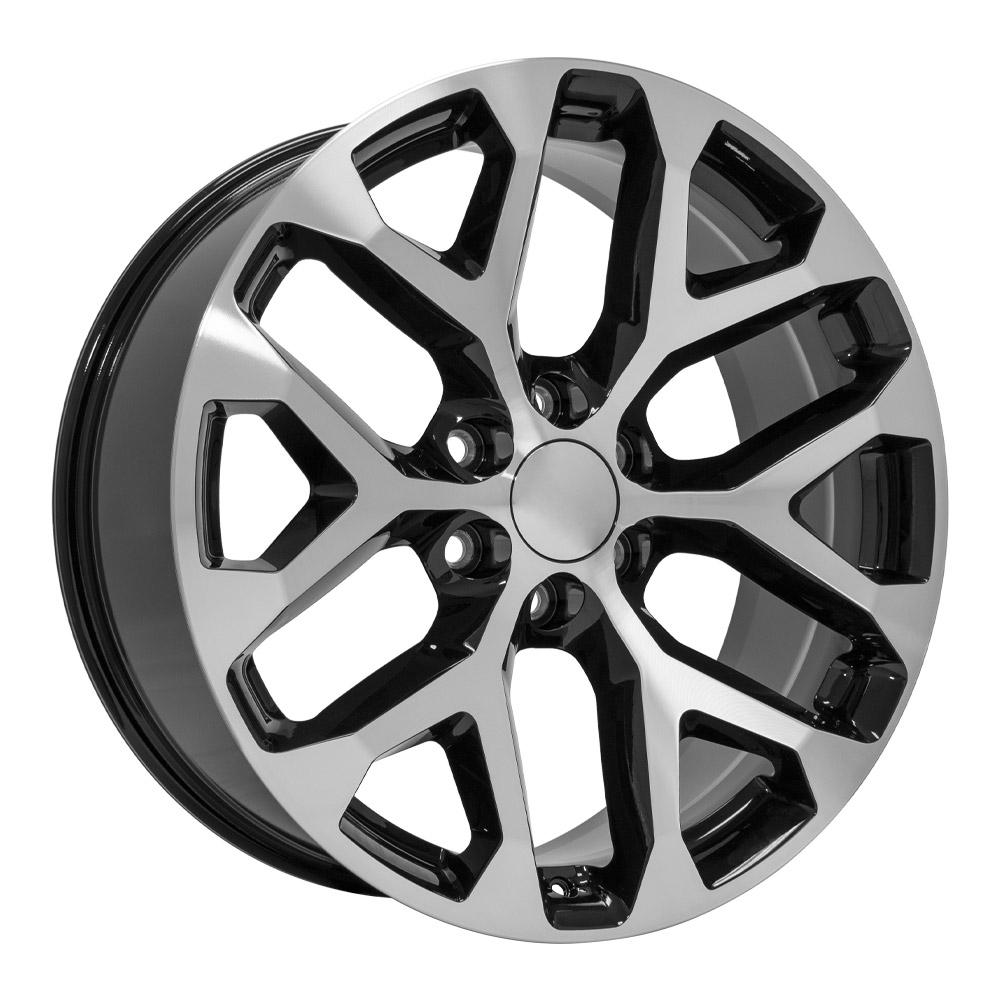OE Wheels CV98B 22x9 6x139.7 24et Gloss Black Machined Wheel
