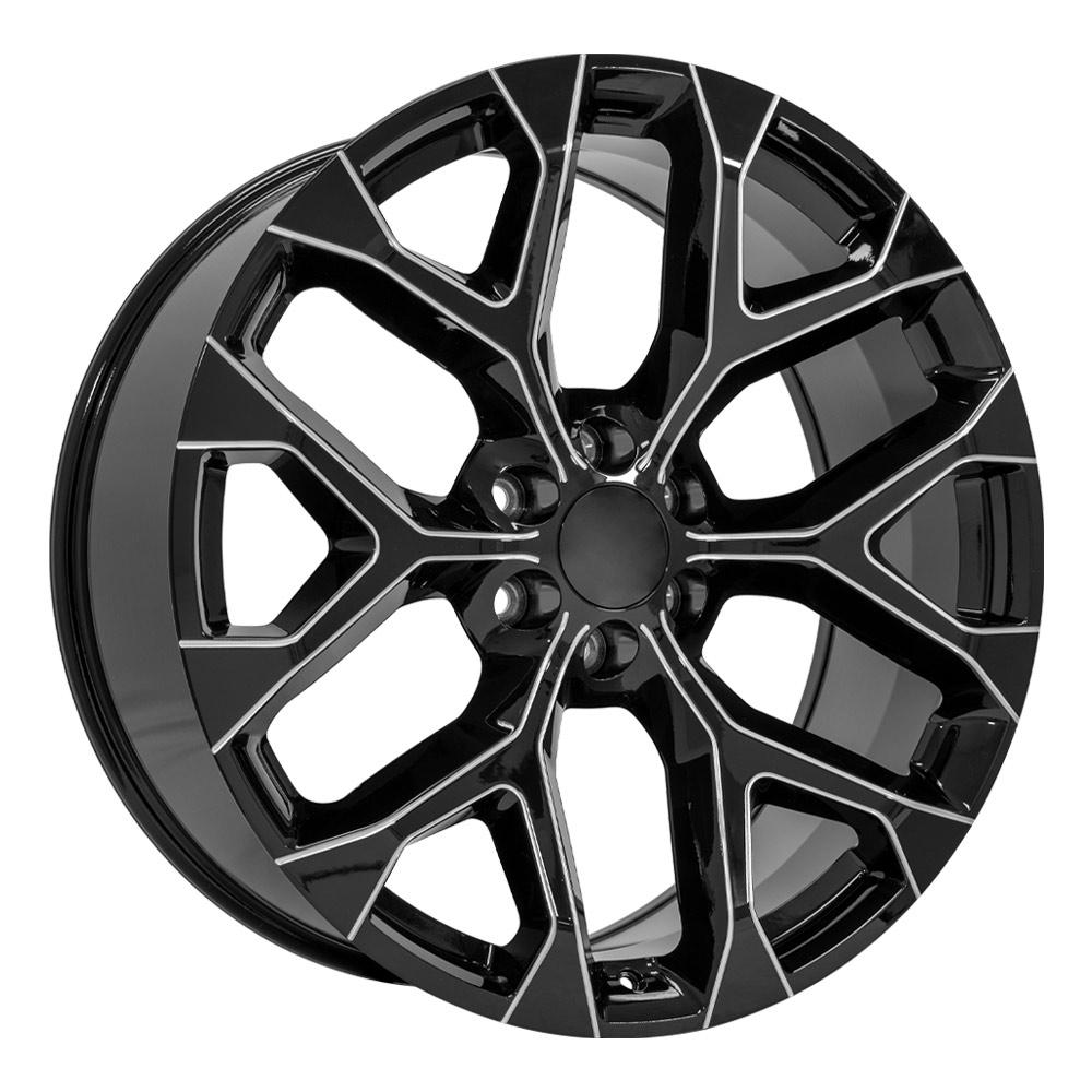 OE Wheels CV98B 24x10 6x139.7 24et Gloss Black with Milled Edge Wheel