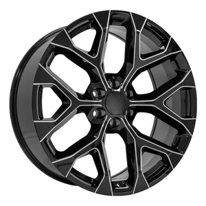 OE Wheels CV98B 24x10 6x139.7 24et Gloss Black with Milled Edge Wheel