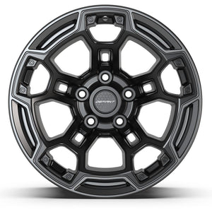 DEFIANT DF03B 17x9 5x127 -12et Satin Black with Dark Satin Charcoal 2-Tone Wheel