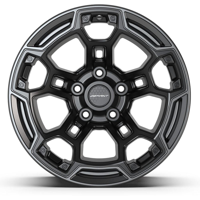 DEFIANT DF03B 17x9 5x127 -12et Satin Black with Dark Satin Charcoal 2-Tone Wheel
