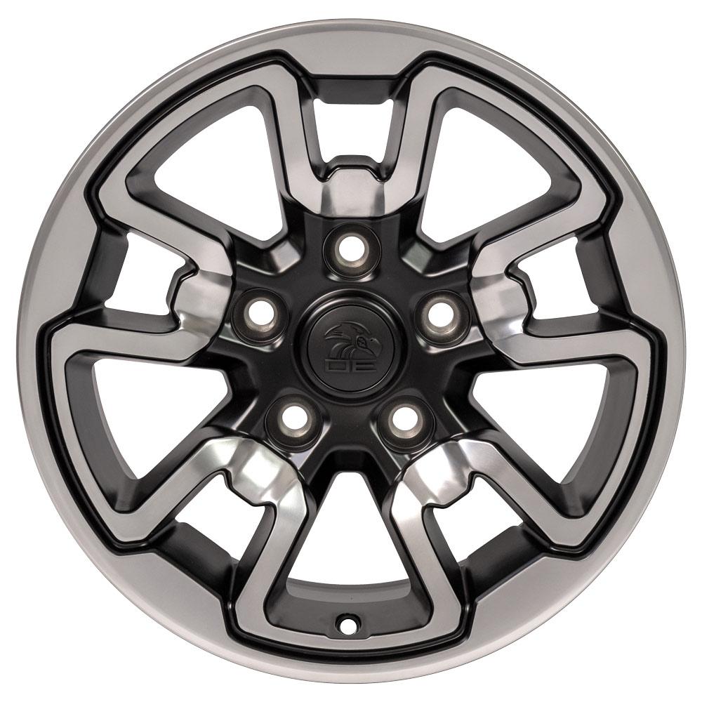 OE Wheels DG55 17x8 5x139.7 18et Satin Black with Polished Face Wheel