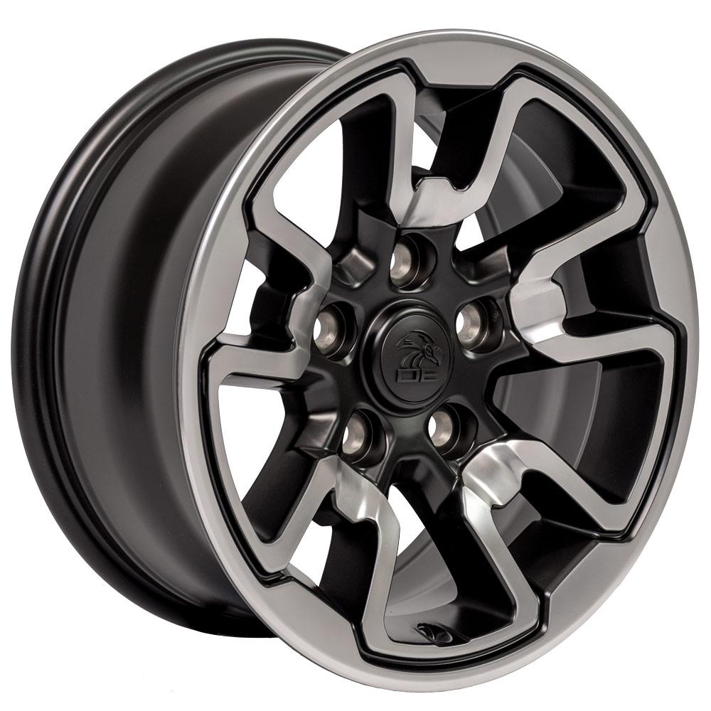 OE Wheels DG55 17x8 5x139.7 18et Satin Black with Polished Face Wheel