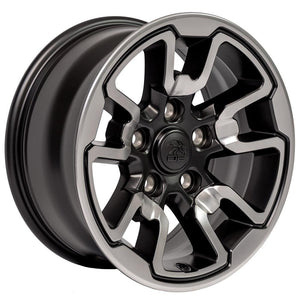 OE Wheels DG55 17x8 5x139.7 18et Satin Black with Polished Face Wheel