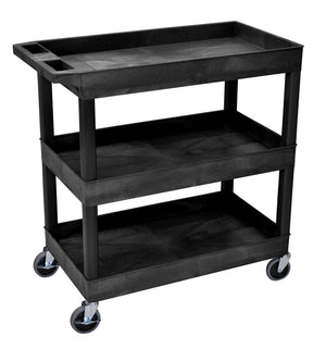 18 x 35 ¼ Inch Black Tub Cart 3 shelves Item EC111-B
