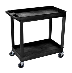 18 x 32 Black Tub Cart 2 shelves Item EC11-B