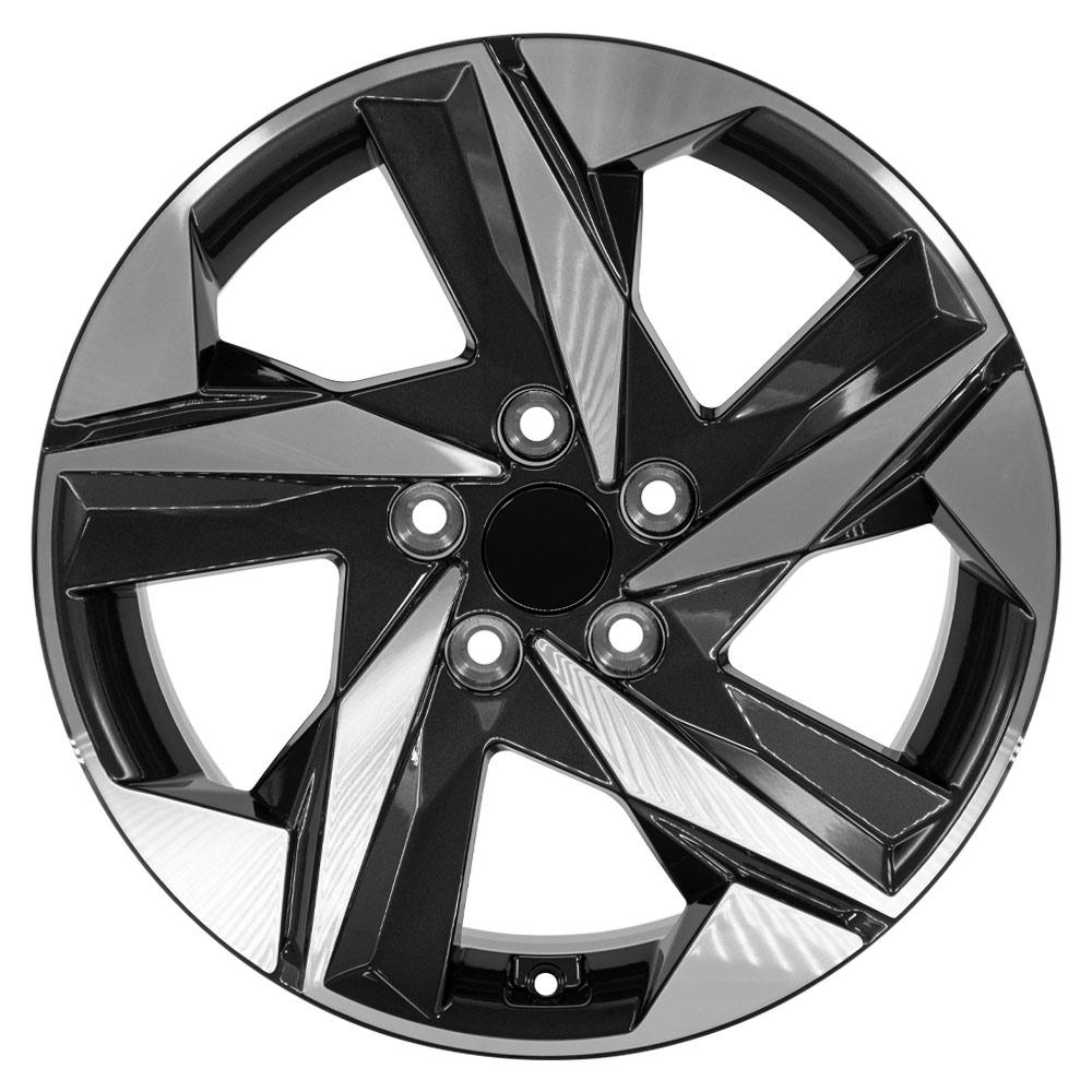 OE Wheels HY12 17x7 5x114.3 49et Gloss Black Machined Wheel