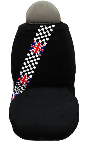 Mini Cooper Union Jack Checkered Flag Car Seat Cover Towel