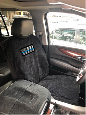 Black Police USA Flag Seat Towel