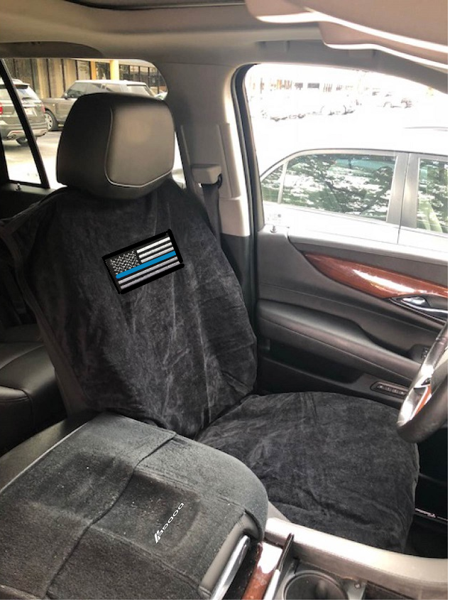 Black Police USA Flag Seat Towel