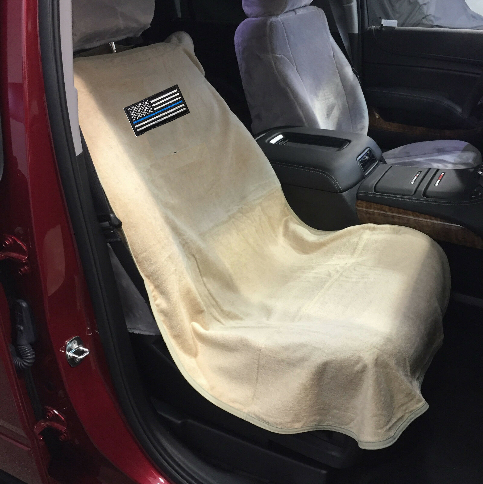 Tan Police USA Flag Seat Towel