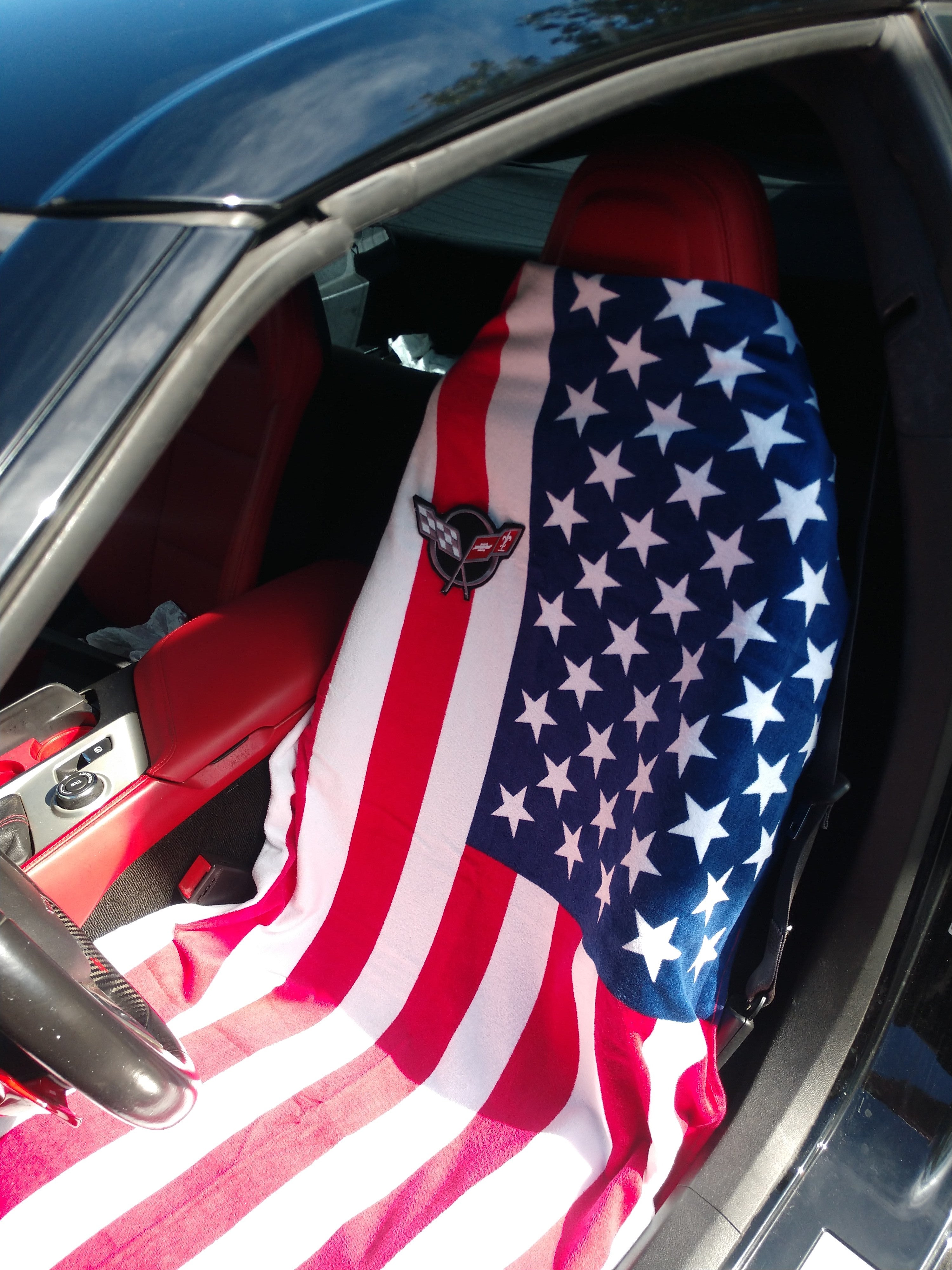 Corvette C5 American Flag Towel2GO Car Seat Cover Towel