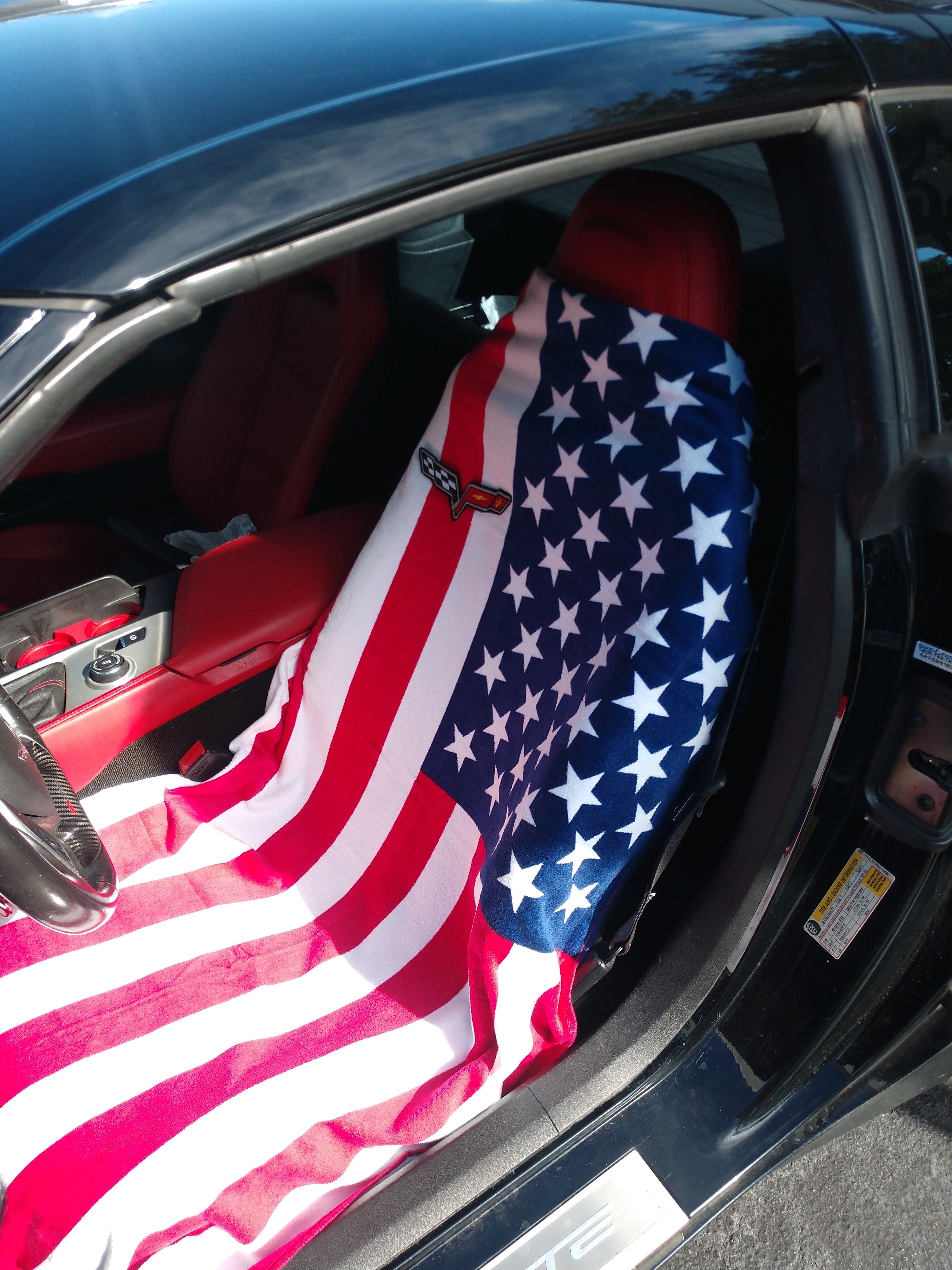 Corvette C6 American Flag Towel2GO Car Seat Cover Towel