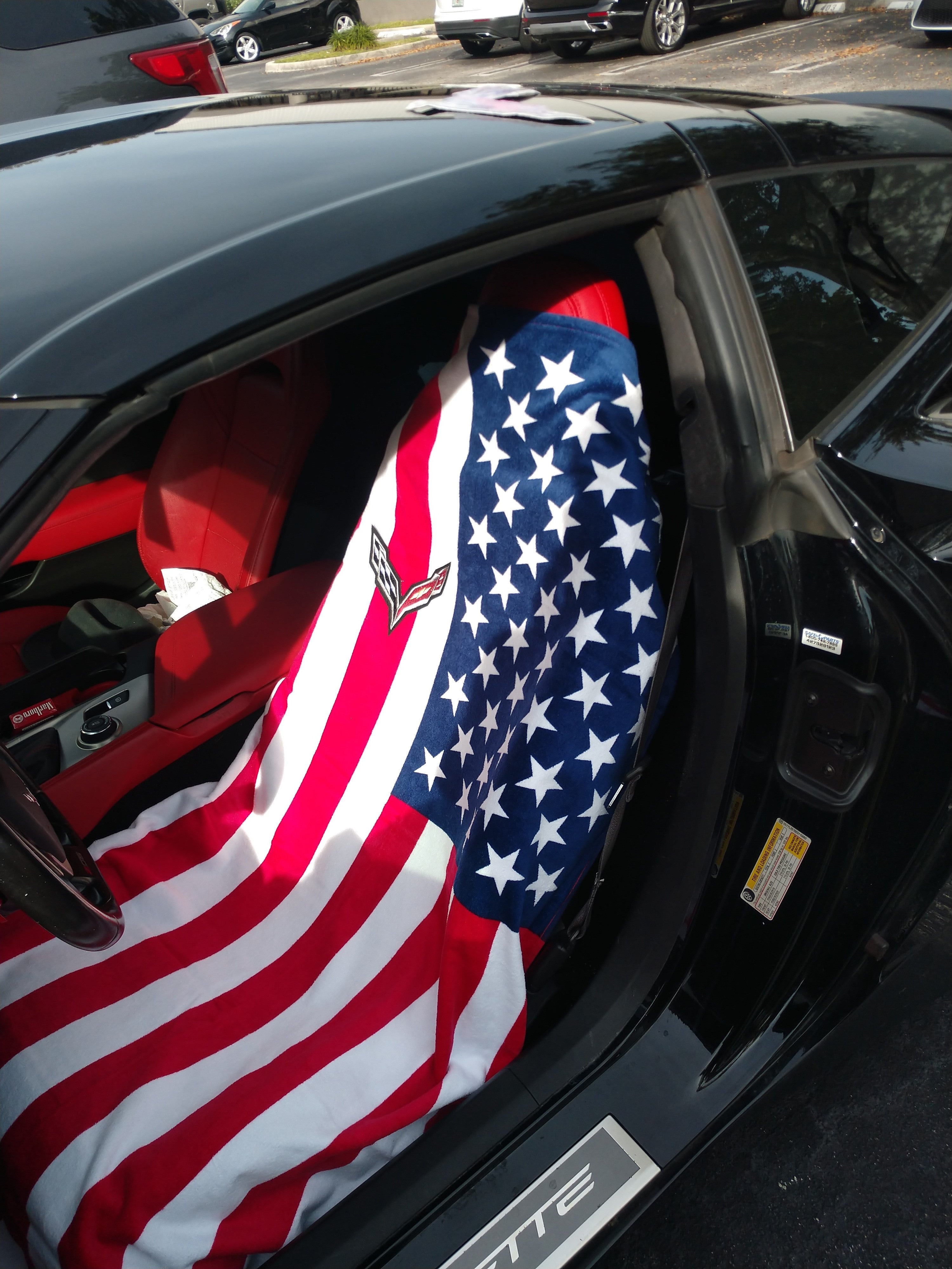 Corvette C7 American Flag Towel2GO Car Seat Cover Towel