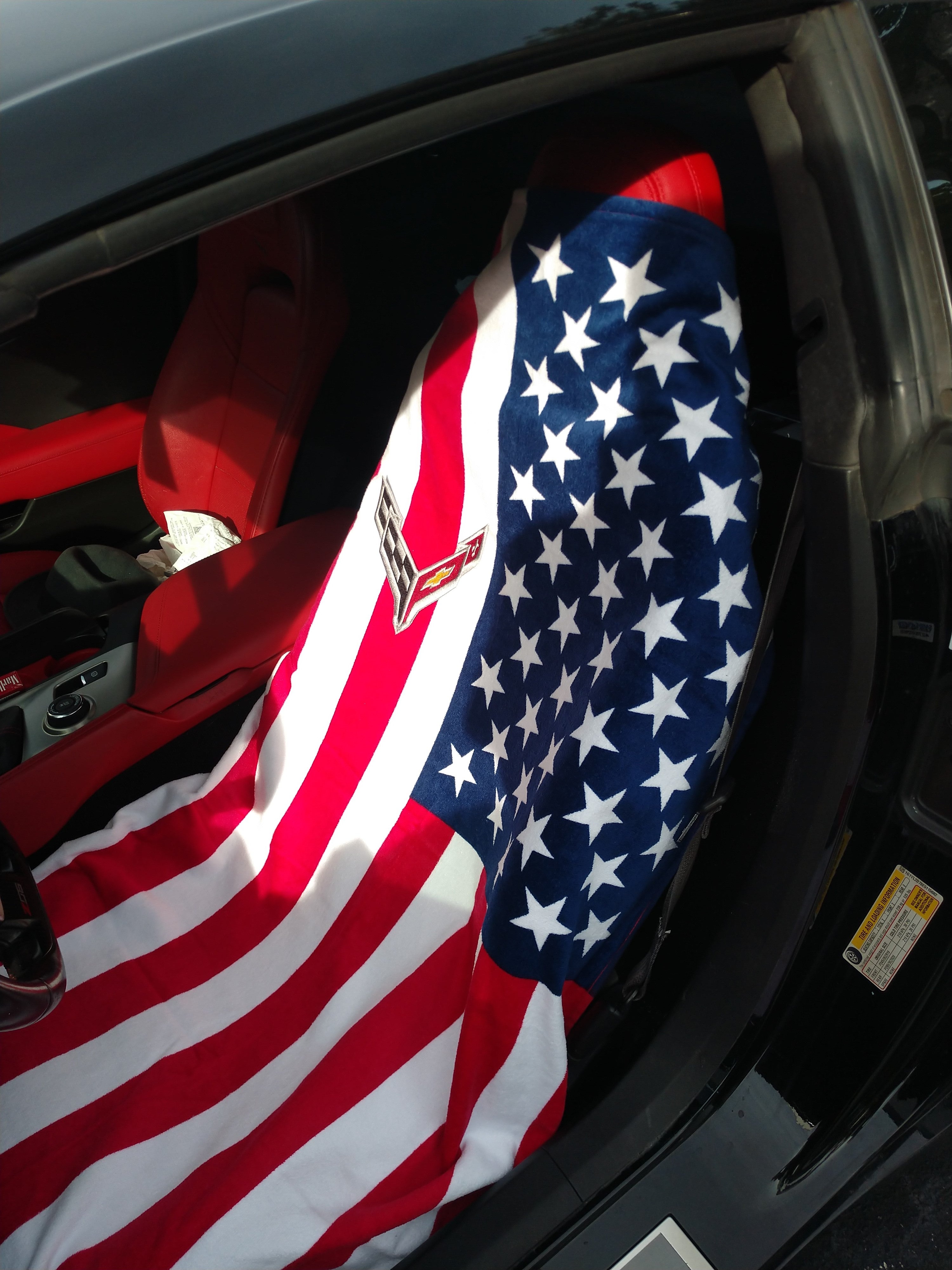 Corvette C8 American Flag Towel2GO Car Seat Cover Towel