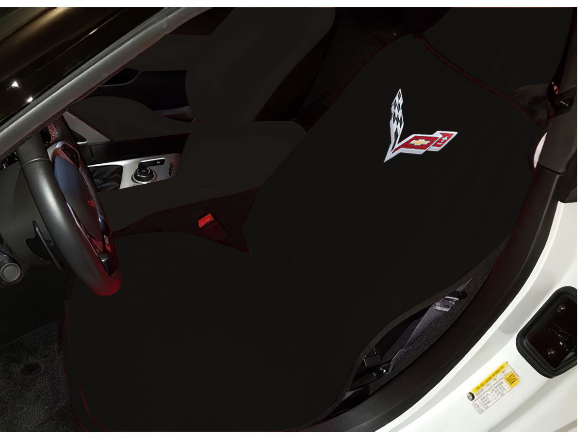Corvette C8 Black Car Seat Cover Towel