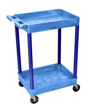 Blue 2 Shelf Tub Rolling Cart