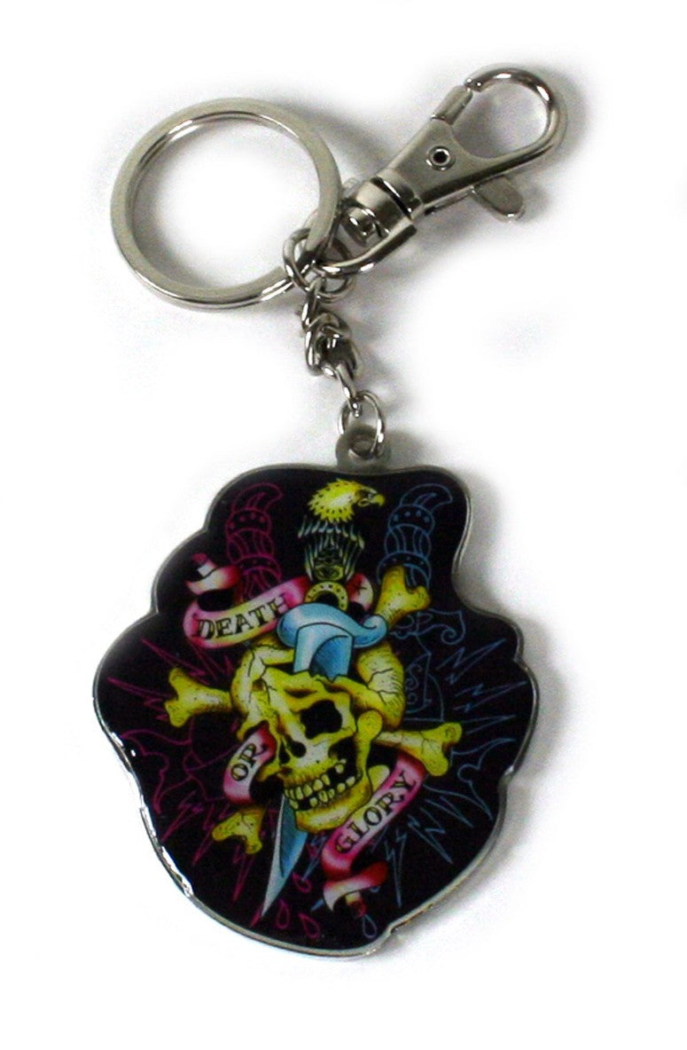 Ed Hardy Neon Skull Chrome Keychain