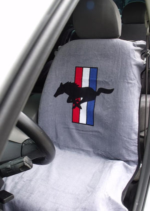 Mustang Gray Car Seat Cover Towel