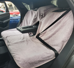 Mercedes Rear Car Seat Cover Towel - Black, Tan & Gray